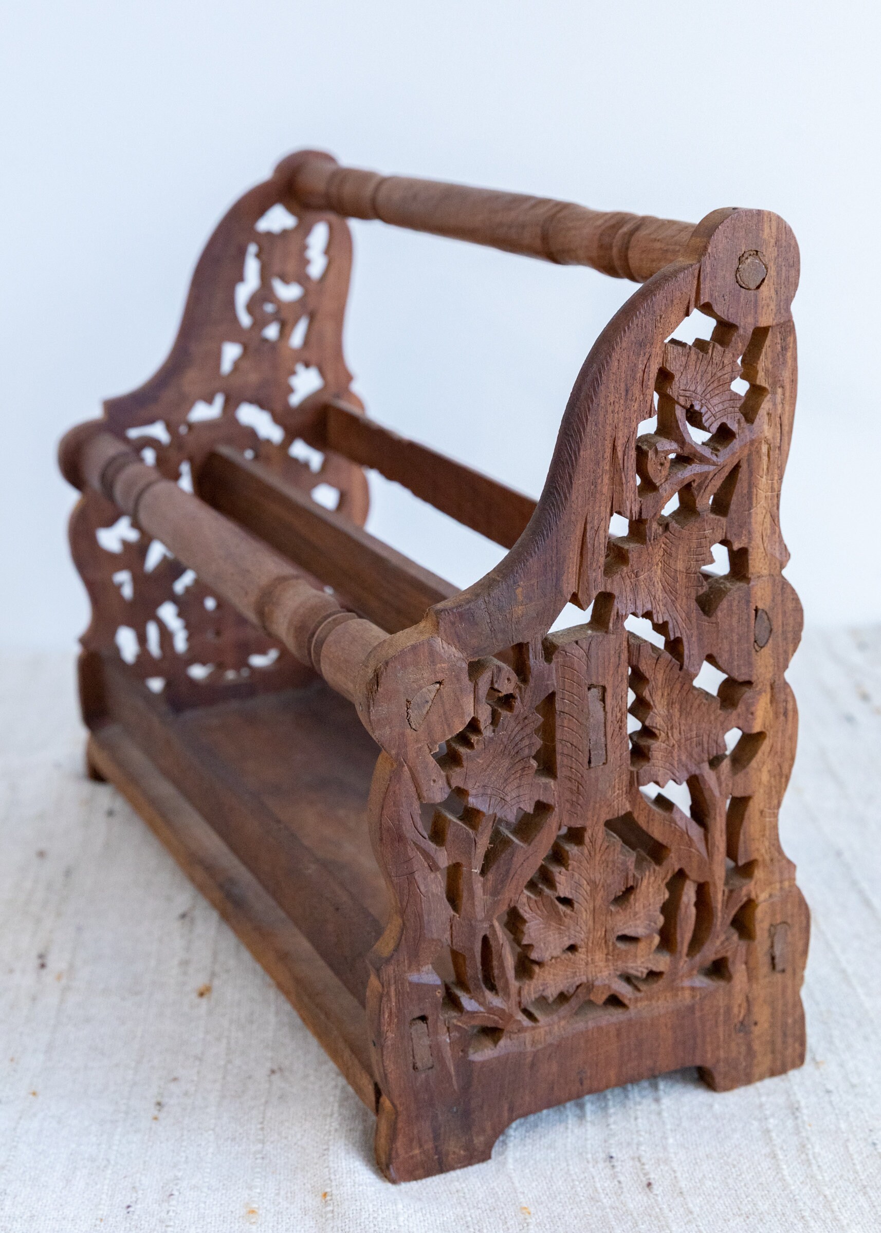 Vintage Wood Desk Organizer With Beautiful Carved Details Etsy