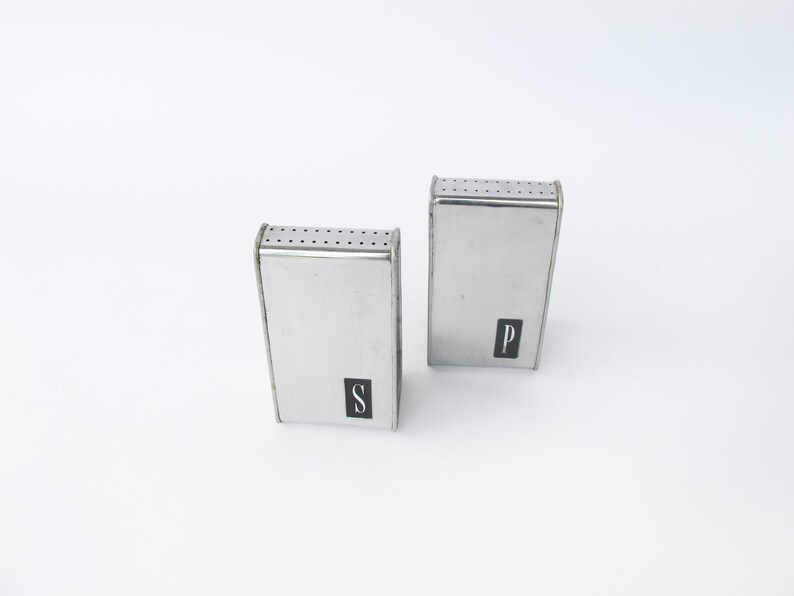 Aluminum Midcentury Salt and Pepper Shakers Set image 2