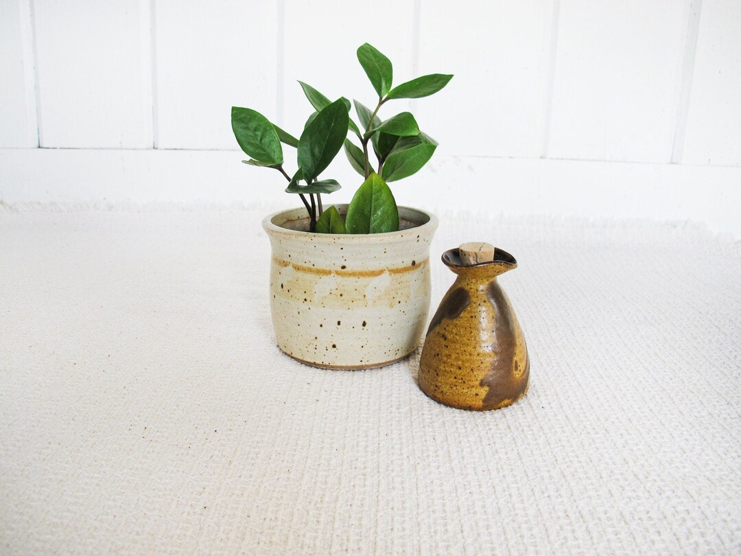 Ceramic Oil Jar With Cork Lid Etsy