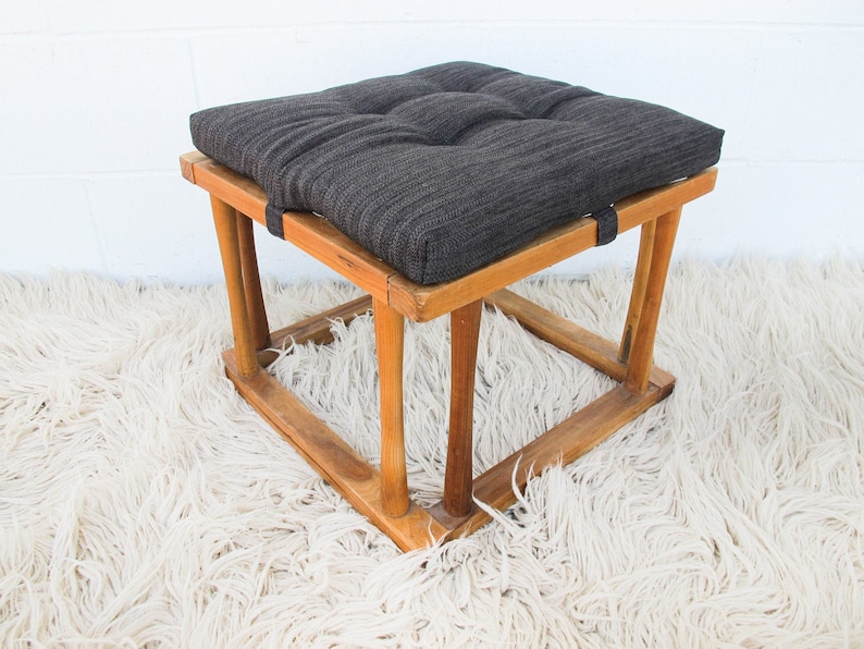 Japanese Quilt Warmer Stool Footrest Ottoman with Charcoal Cushion image 8