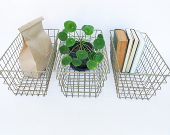 Metal Wire Baskets - Set of 3 Vintage Baskets