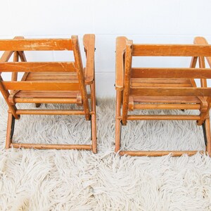 Childrens Kids Slatted Wood Folding Chairs Set of Two image 7