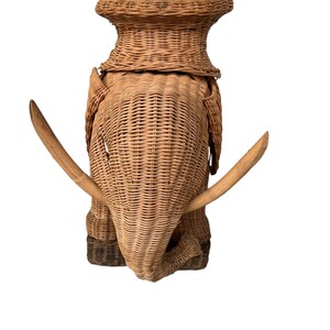 Woven Wicker Elephant Side Table Plant Stand Vintage image 4