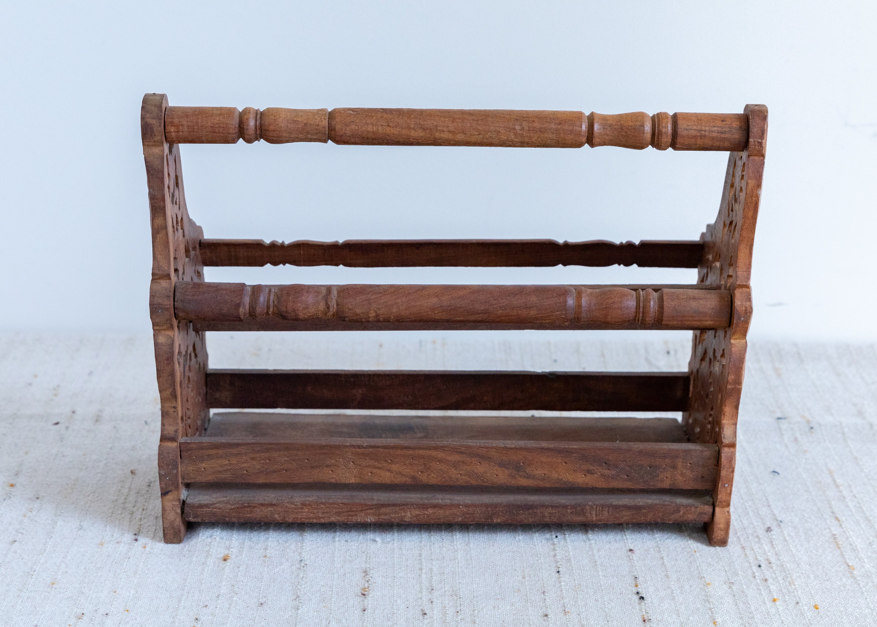 Vintage Wood Desk Organizer With Beautiful Carved Details Etsy