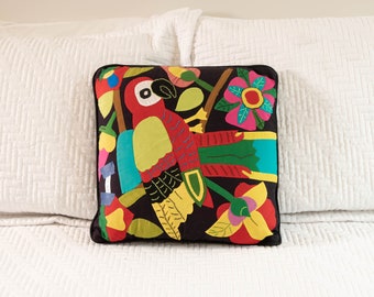 Brazilian Jungle Parrot Embroidery Pillow