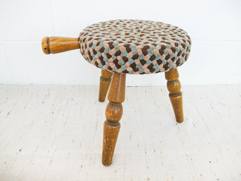 Japanese Milk Stool with Woven Rug Cover image 8