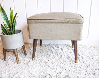 Midcentury Bench Ottoman Seat with Storage