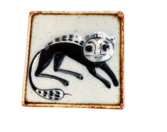 Tonala Ceramic Tile Folklore Cat Wall Art