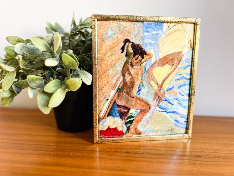 Painted Enameled Metal Art each sold separately Portrait on the Beach