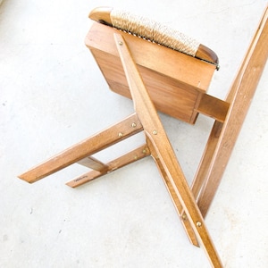 Hans Wegner Style Mid-Centry Valet Chair with Woven Storage Bench Seat image 10