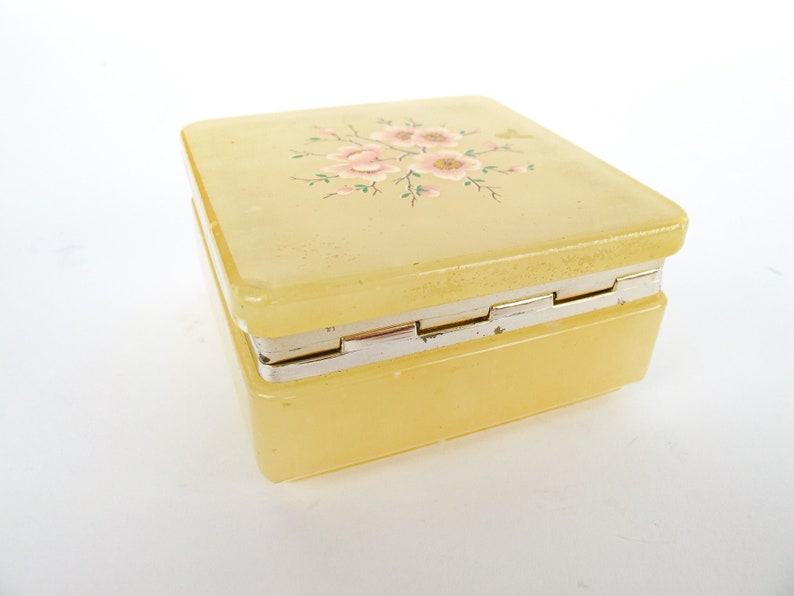 Italian Alabaster Box with Cherry Blossom Design Made in Italy image 6