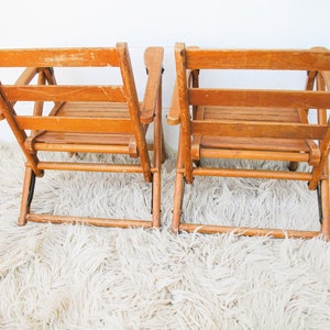 Childrens Kids Slatted Wood Folding Chairs Set of Two image 4