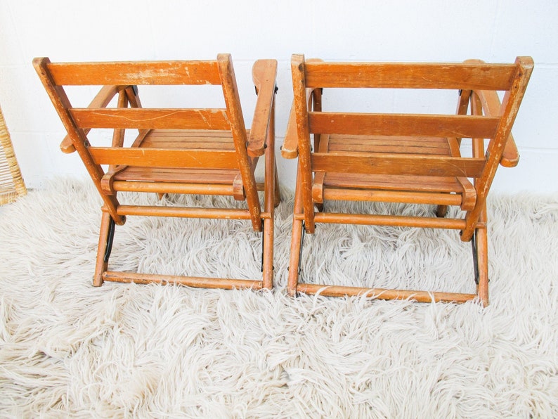 Childrens Kids Slatted Wood Folding Chairs Set of Two image 4