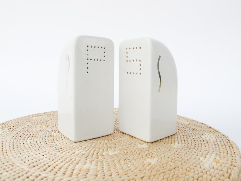 Art Deco Salt and Pepper Shakers White Ceramic image 3