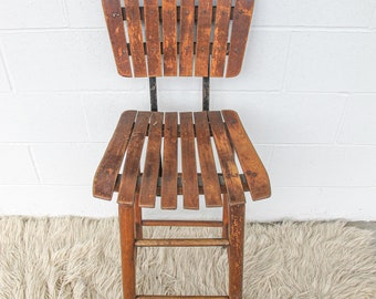 Arthur Umanoff Style Slatted Wood Barstool Chair