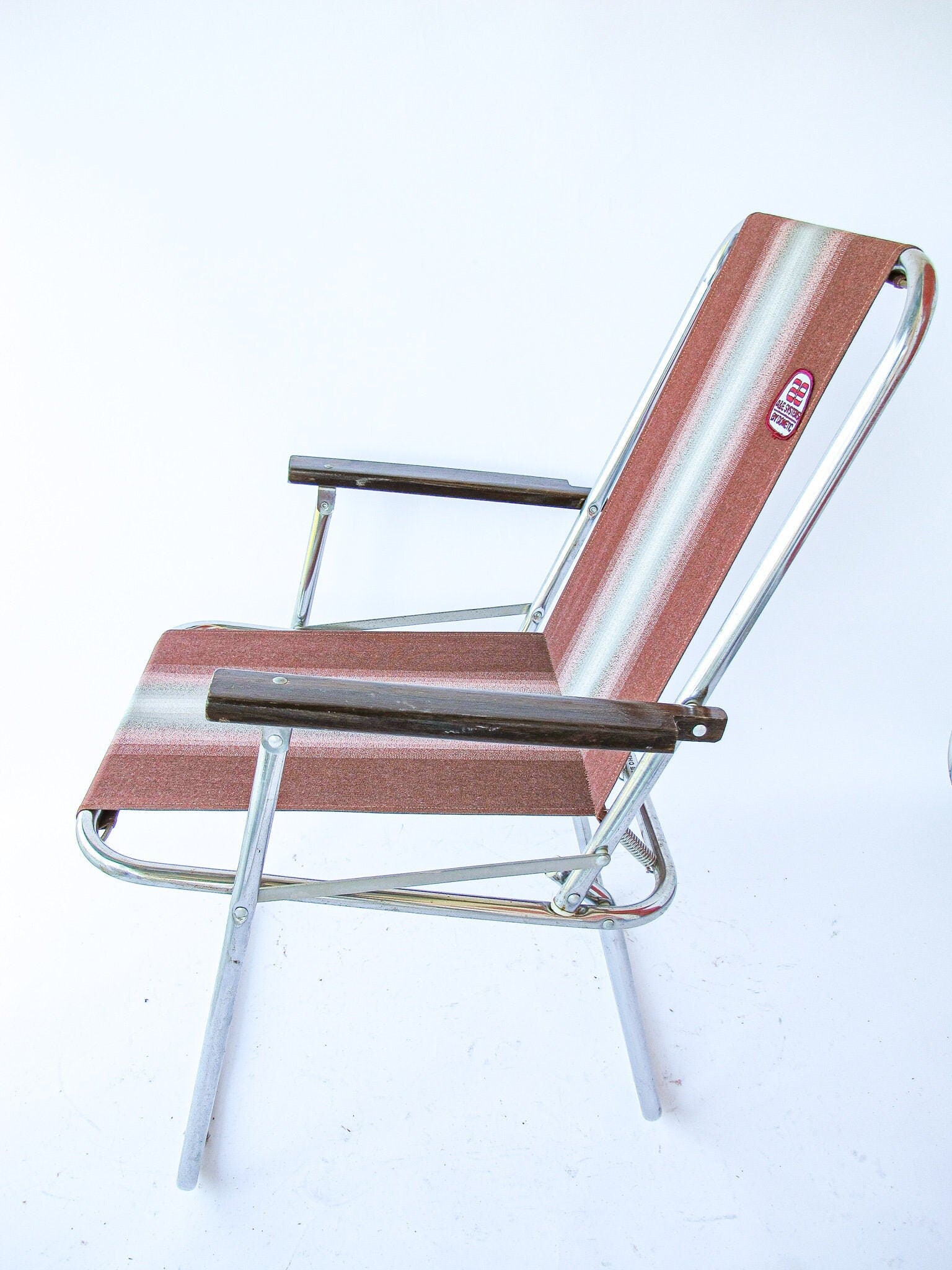 Canvas Folding Lawn Chairs With Metal Frames and Wood Arm Etsy