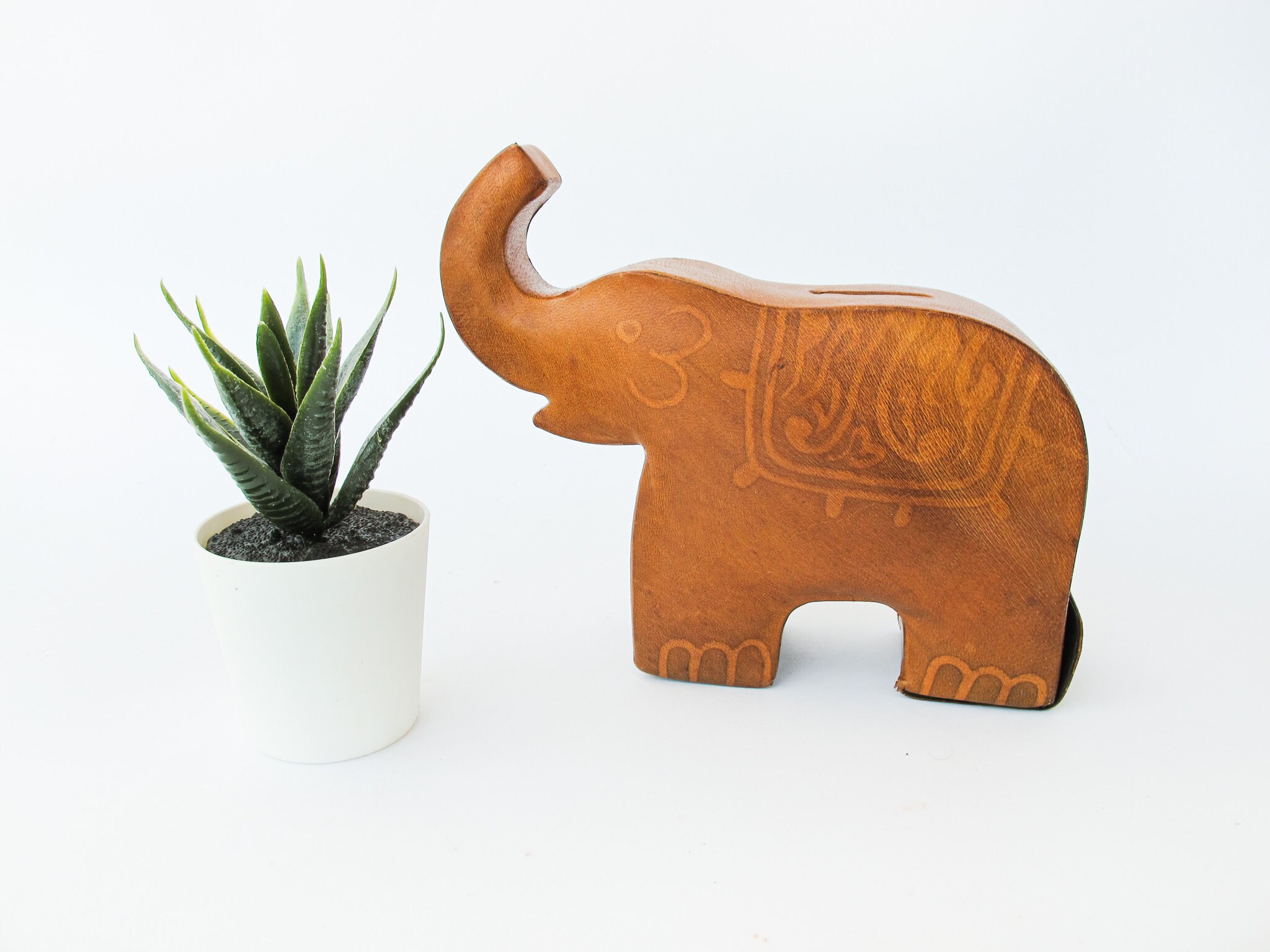 Vintage Leather Elephant Piggy Bank Made in Africa Etsy