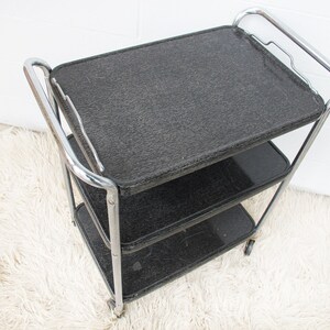 Midcentury Industrial Metal Rolling Utility Bar Cart image 2