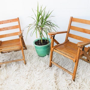 Childrens Kids Slatted Wood Folding Chairs Set of Two image 2