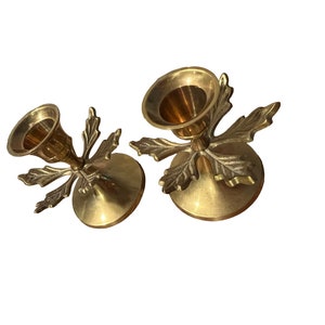 Brass Holly Holiday Leaf Candle Holders Sold Individually image 7