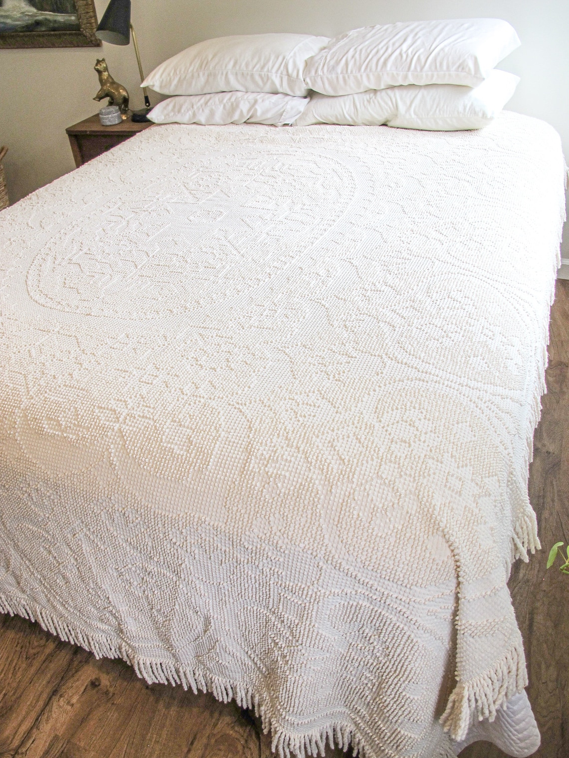 Beautiful Heavy Weight Vintage Textured White Cotton Blanket Etsy