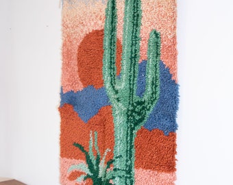 Desert Saguaro Cactus Fiber Tapestry Wall Art