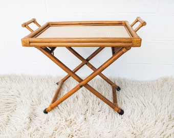 Folding Bamboo Tray Stand with Handles