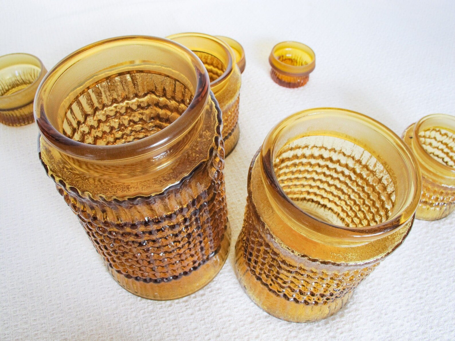 Amber Glass Kitchen Canister Set of Four Etsy