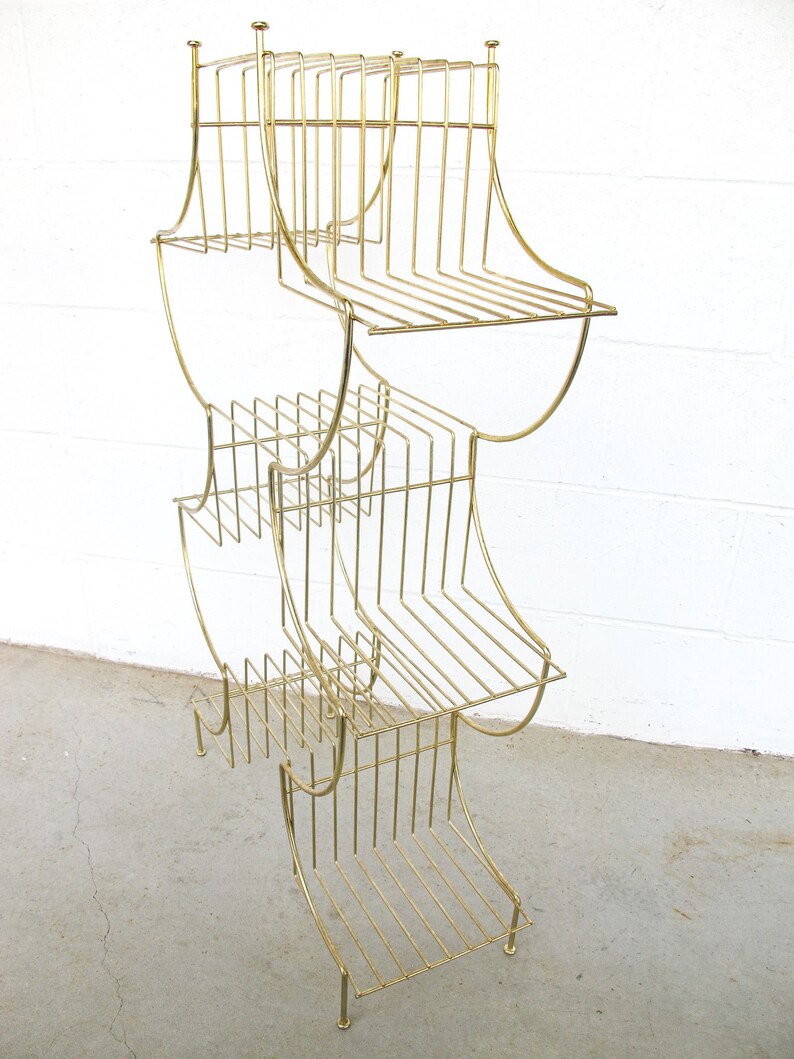 Midcentury Pagoda Plant Stand Retro MCM Wire Rack Flashed Metal Each Sold Separately image 6