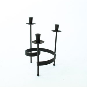 Midcentury Spiral Black Flashed Metal Candle Holder