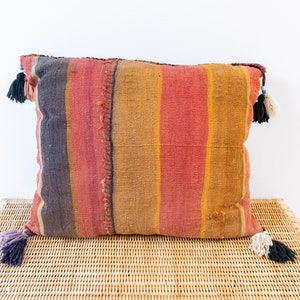 Kilim Pillow from Turkey with Glass Beads and Pom Poms image 7
