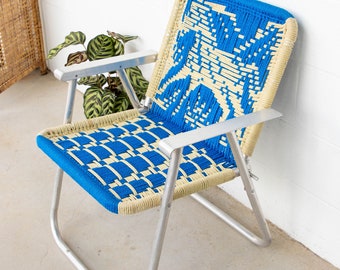 Retro Macramé Woven Folding Lawn Chair