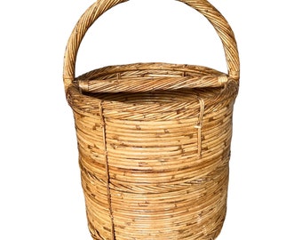 Bamboo Vintage Storage Basket with Handle