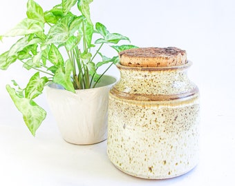 Speckled Ceramic Pottery Canister with Cork Lid