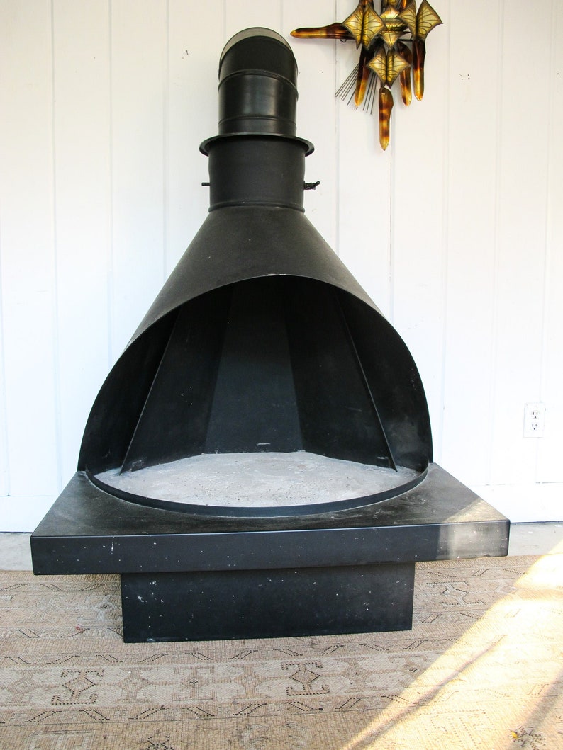 Black Midcentury Modern Fireplace image 1