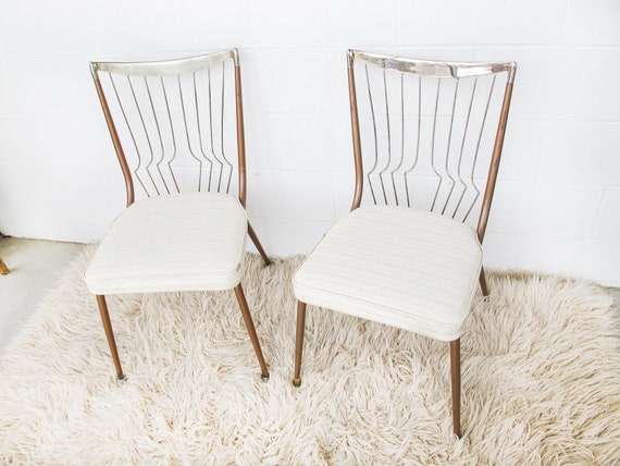 Daystrom Midcentury Kitchen Chairs With White Nagahyde Cushions