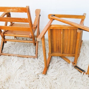 Childrens Kids Slatted Wood Folding Chairs Set of Two image 3