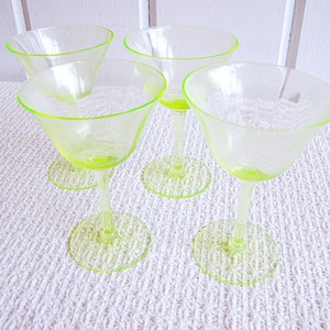 Vaseline Champagne Cocktail Wine Glasses 2 Sets of Four Glasses Available and Sold Separately image 5