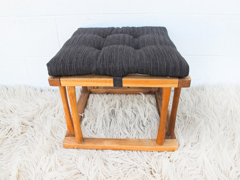 Japanese Quilt Warmer Stool Footrest Ottoman with Charcoal Cushion image 9