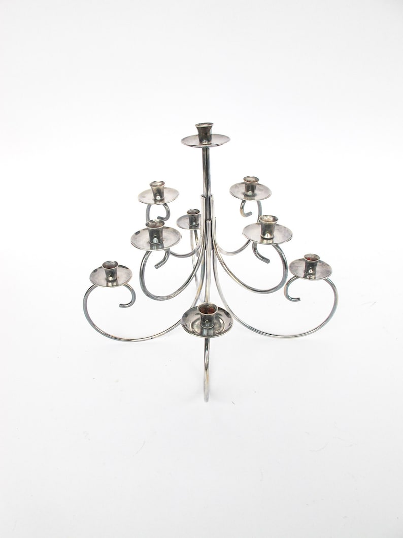 Midcentury Ghorman Silver Candelabra Tree Metal Candle Holder image 9