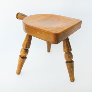 Solid Oak Wood Stool Set, Handmade Wood Stool Set of Three, Oak