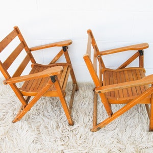 Childrens Kids Slatted Wood Folding Chairs Set of Two image 9