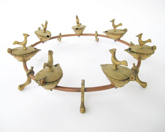 Moroccan Oil Lamp With 7 Genie Lamps on Ring Etsy Australia