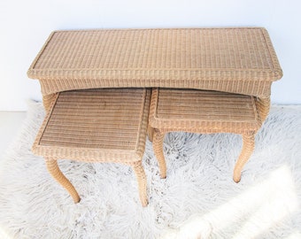 Wicker End and Console Table - Sold Individually