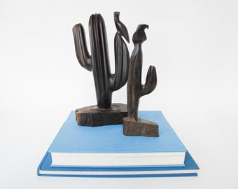 Iron Wood Cactus Sculpture Statues (Sold Separately or Together)