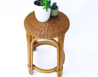 Wicker Barstool Plant Stand