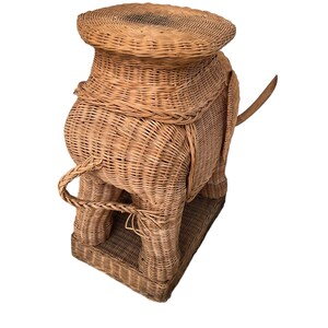 Woven Wicker Elephant Side Table Plant Stand Vintage image 7