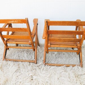 Childrens Kids Slatted Wood Folding Chairs Set of Two image 8
