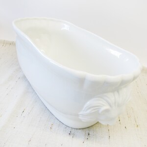 Large Italian White Ceramic Serving Bowl with Lions Heads image 9