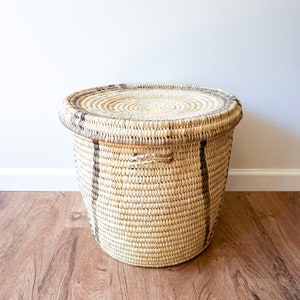 Woven Tribal African Basket with Lid Large image 4